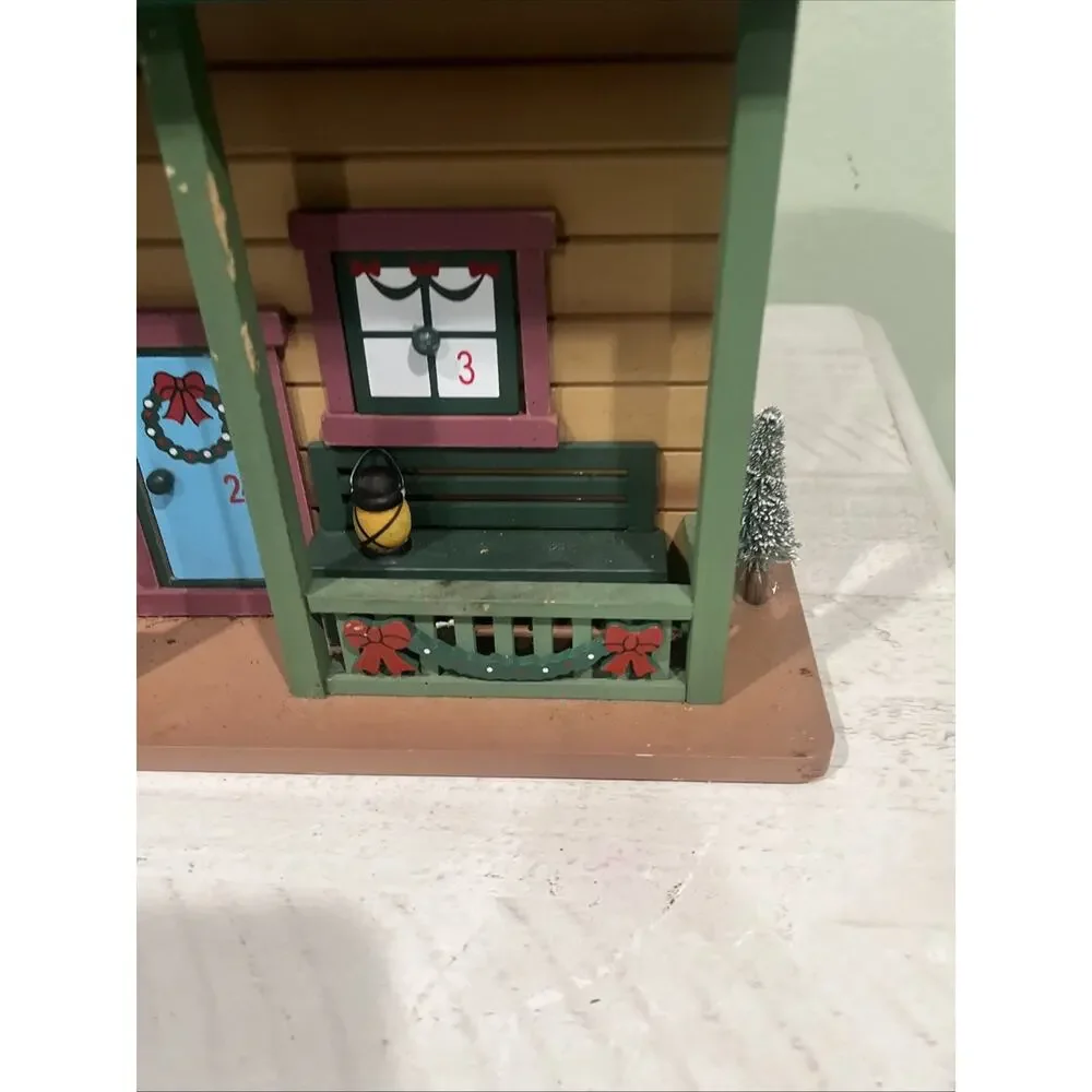 Wooden House Advent Calendar, Christmas Theme Plow And Hearth 24 Wooden Figurine